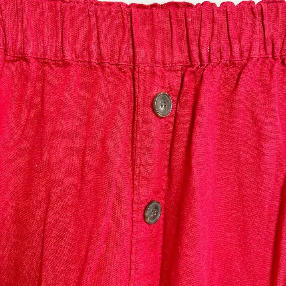 Vintage 90s Liz Claiborne Linen Blend Skirt Large Red Short Minimalist Parisian‎